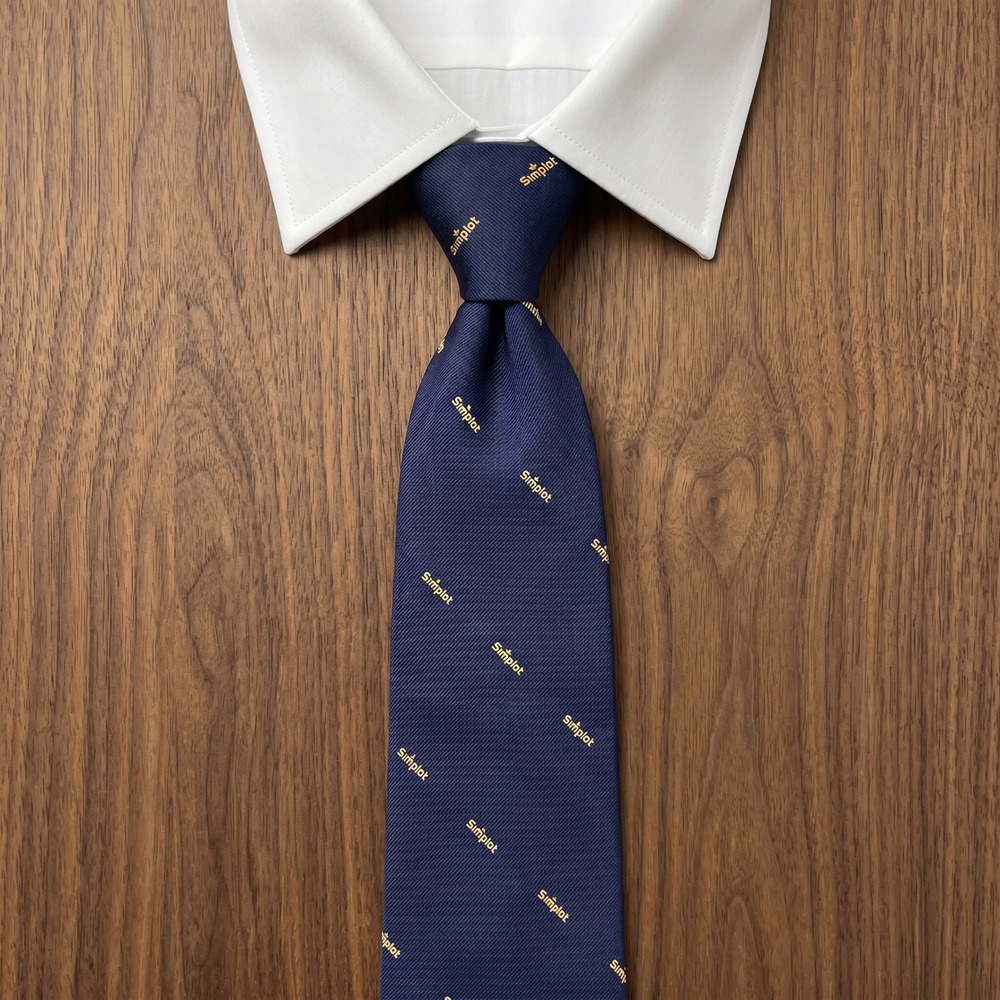 Vintage G.S. Harvale Simplot Logo Navy Blue Gold Mens Necktie Polyester USA